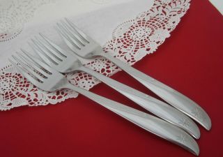 Vintage Oneida Twin Star Atomic Age Stainless Steel Flatware Dinner Forks 7 - 1/4 "