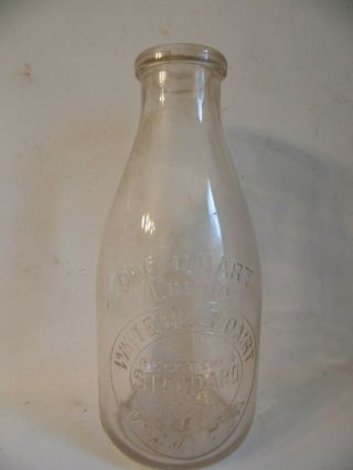 Vintage White Belt Miami Fl Milk Bottle Embossed 1 Quart Advertising