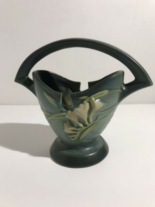 Vintage Roseville Art Deco Pottery Vase with Round Sweeping Handle 3