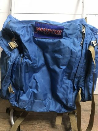 Vintage Jansport External Frame Blue Hiking Camping Backpack Pack Blue Brown