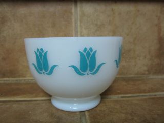 Vintage Sealtest Cottage Cheese Glass Fire King Aqua Turquoise Tulip Bowl