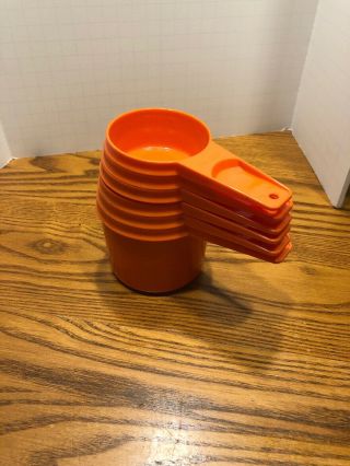 Vintage Tupperware Measuring Cups Set Of 6 Orange Vgc