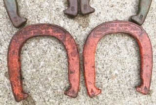4 Vtg Official Double Ringer Horseshoes Duluth Drop Forged USA 2 1/2 LB Old Set 4