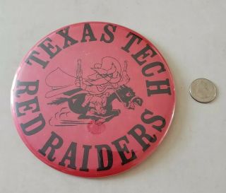 Vintage Texas Tech University Red Raiders Swc Large 6 Inch Pin Back Easel Button