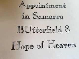 Appointment in Samarra BUtterfield 8 Hope of Heaven John O ' Hara 1934 1st Edition 3