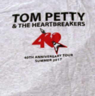 Vintage 2017 Tom Petty And Heartbreakers 40th Anniversary Concert Tour T Shirt