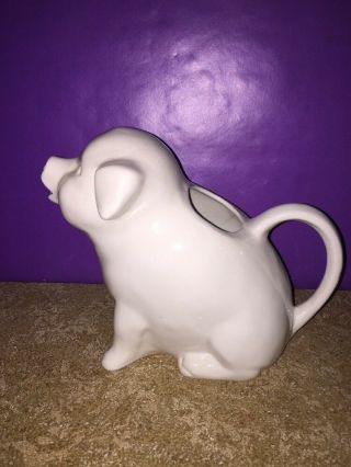 Vintage White Ceramic Pig Water Pitcher - USA Pottery 4