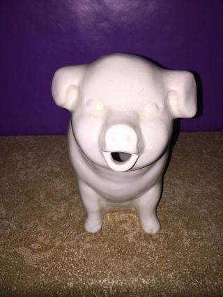 Vintage White Ceramic Pig Water Pitcher - USA Pottery 6