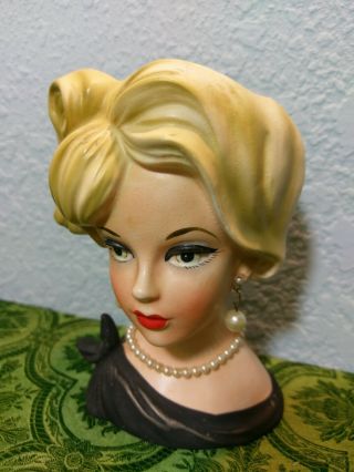 6 " Vintage Ceramic Lady Head Vase Napcoware C7293 Blonde