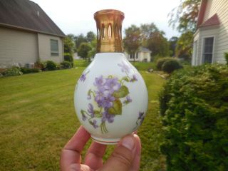 Lovely Vintage C1967 Limoges,  France " Violets " Lampe Berger Perfume Estate Vase