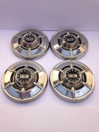 Set Of 4 Vintage Ford Falcon 9 - 1/2 " Dog Dish Wheel Covers Hubcaps