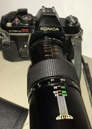 Vintage Konica Autoreflex TC 35mm Camera Vivitar 135mm 62mm EE K/AR Hoya 28mm, 3