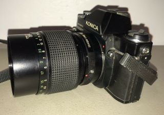 Vintage Konica Autoreflex TC 35mm Camera Vivitar 135mm 62mm EE K/AR Hoya 28mm, 8