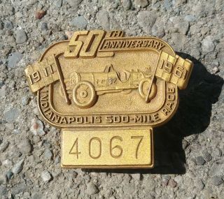 Vintage 1961 50th Indianapolis Motor Speedway Indy 500 Pit Badge Pin