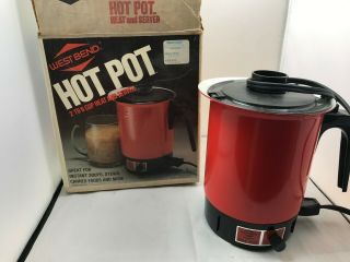Vintage West Bend Electric Instant Hot Pot With Lid & Cord Model 3253 2 - 6 Cup