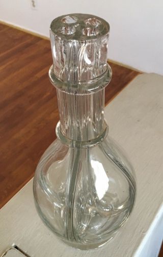 Vintage Blown Glass 4 Chamber Liquor Decanter Made in France Fait Main 2