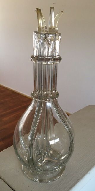 Vintage Blown Glass 4 Chamber Liquor Decanter Made in France Fait Main 4