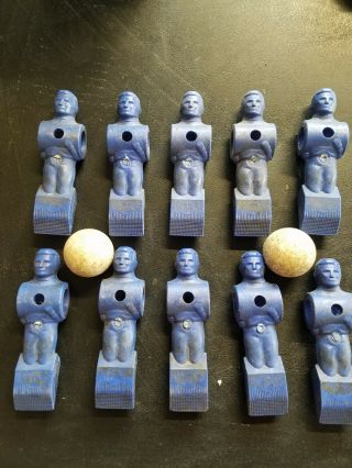 Vintage Foosball Player Man Blue 10 Total Plus 2 Balls