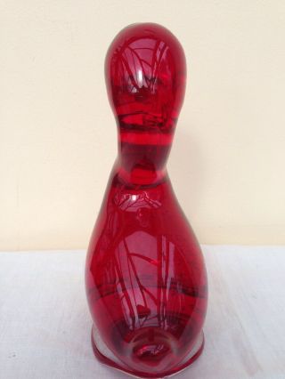 Vintage Whitefriars Controlled Bubble Full Lead Crystal Ruby Glass ' Dilly Duck ' 2