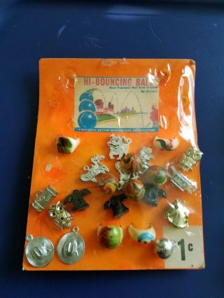 Vintage Gumball/vending Machine Hi Bouncing Ball One Cent Display Card
