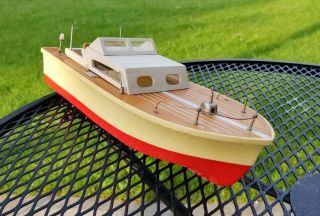 Wood And Plastic Toy Boat,  Vintage 1950 