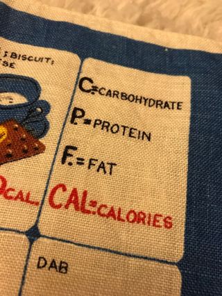 Vintage 60 ' s CALORIC CHART Diet Without Tear Scale Calorie Count Food TEA TOWEL 2