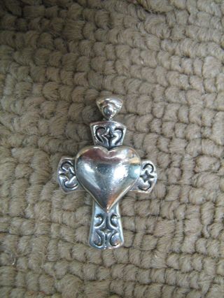 Vintage 925 Sterling Silver Cross/heart Pendant
