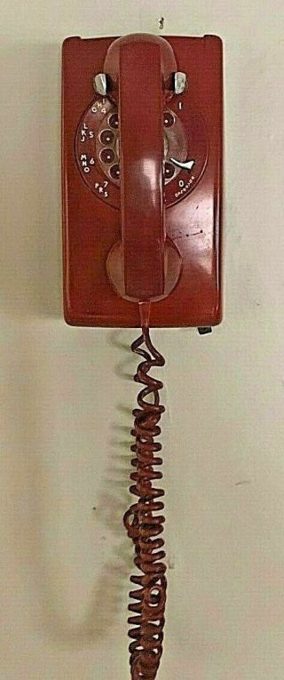 Vintage Western Electric Bell Rotary Dial Wall Telephone Deep Red A/b 554 9 - 74