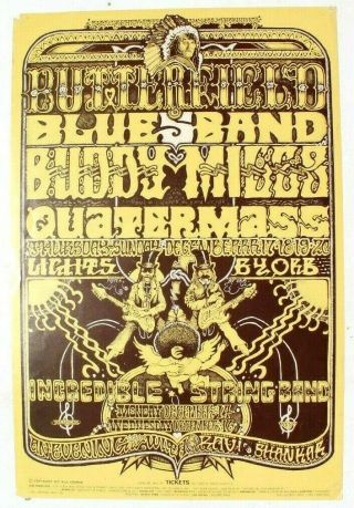 Vtg Fillmore Bill Graham Concert Poster 1st 1970 The Paul Butterfield Blues Band