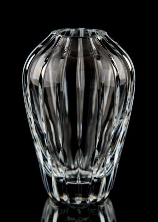 Vintage Leaded Crystal Bud Vase 4 " Elegant Vertical Cut Design