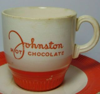 Vintage 1930s Art Deco Johnston Hot Chocolate Advertising Cup & Saucer Set USA 2