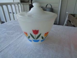 Vintage Fire King Tulip Grease Jar With Lid