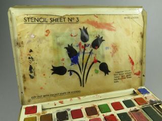Vintage Metracraft Students Tin Artist ' s Watercolour Paint Box 3
