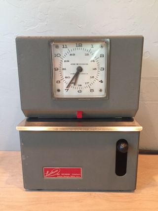 Vintage Lathem Time Clock With Key Time Cards Clock & Stamp 2