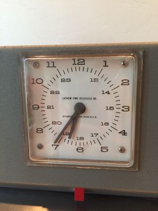 Vintage Lathem Time Clock With Key Time Cards Clock & Stamp 3