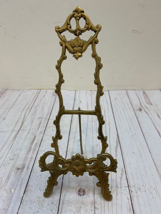 Vintage Ornate Brass Picture Display Easel Picture Stand 12  Tall