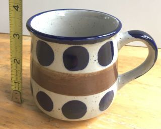 Vintage Arabia Finland Otagiri Mug Stoneware Mid Century Blue Dots Circles Spots