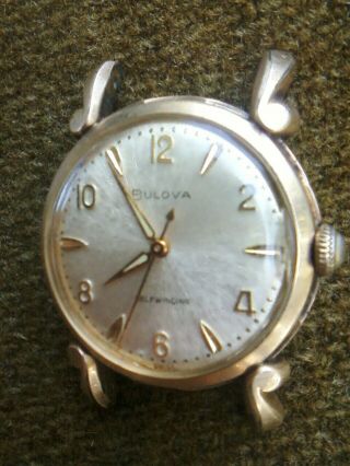 Mens Vintage Bulova Wrist Watch Fancy Lugs & Case 10k Yellow Gold Rgp 1960 M0