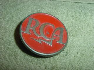 Vintage 40 ' s RCA Metal Badge LOGO from Theater Tube Amplifier Rack w.  e.  era 2
