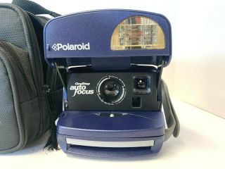 Polaroid One Step Blue 600 Film Instant Auto Focus Camera With Flash And Bag