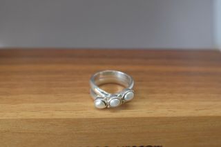 Vintage Pearl Danish Scandinavian Sterling Silver Ring
