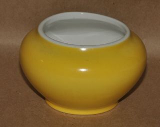 Vintage Hall Pottery Yellow & White Planter Sugar Bowl Squat Vase 142
