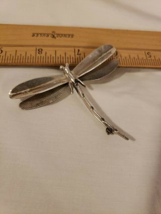 Large 3 " Vintage Sterling Silver Dragonfly Brooch Pin Taxco Mexico Tm - 40 925