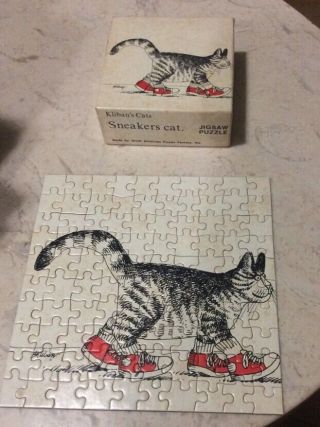 Vintage B.  Kliban Mini Jigsaw Puzzle Sneakers Cat 1979 105 7 " X7 "