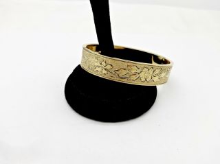 Vintage Winard Victorian Style,  Floral Carved12k Gold Filled Bangle Bracelet,  Fine