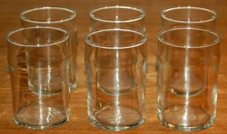Set Of 6 Hand Blown Vintage Glasses Cups Tumblers Clear Simple & Elegant
