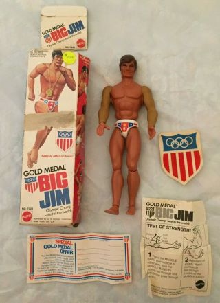 Vintage Gold Metal Big Jim Olympic Champ Action Figure 1971 Mattel