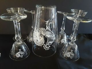 Vintage Libbey Chanticleer Rooster Cocktail Glass Set 1950s 3