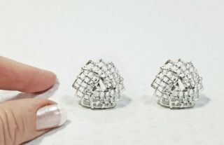Vintage Sarah Coventry Silver Tone Open Grid Button Clip On Earrings