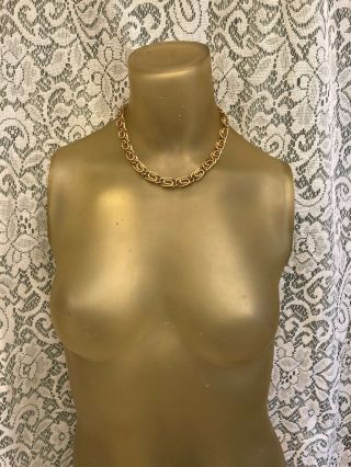 Signed Vintage Sarah Coventry Necklace - Gold - Tone Chunky Paper Clip Chain 17 "